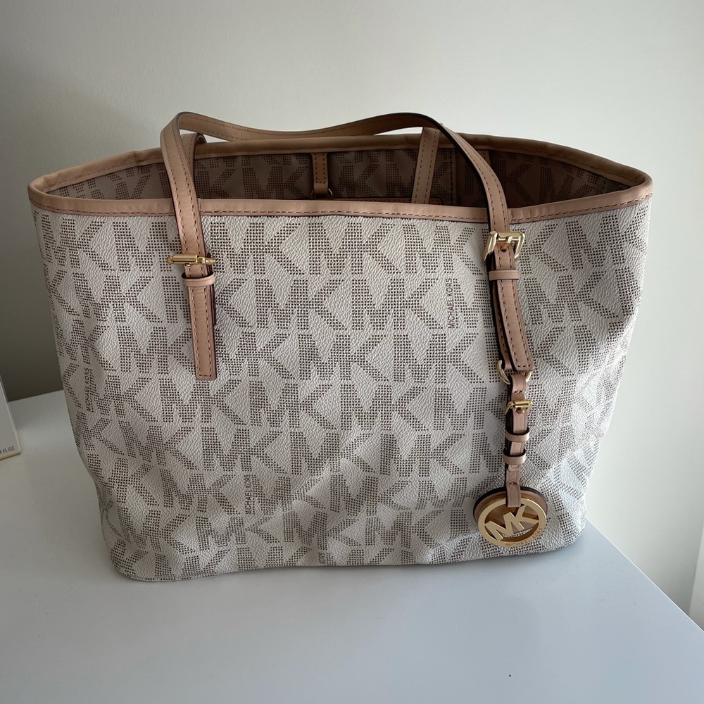 Michael Kors Logo Vanilla Monogram Tote